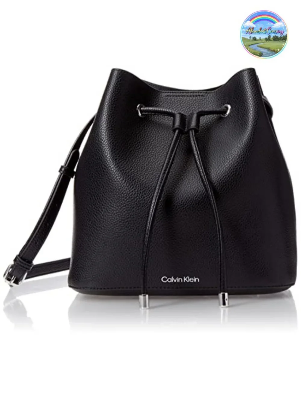 Faux Leather Bucket Shoulder Bag with Drawstring Closure, Adjustable Strap